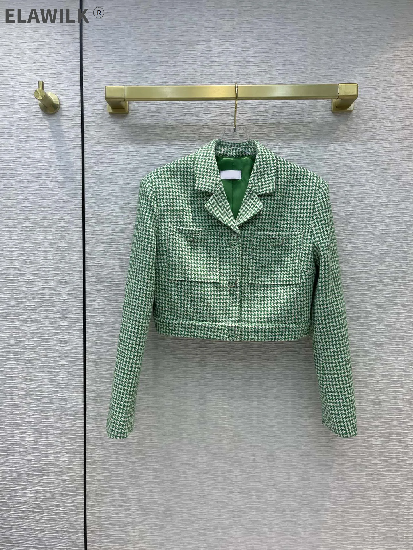 

Модная куртка из гусиного камня для женщин, осень 2021, роскошная брендовая короткая куртка с лацканами и длинным рукавом, высокое качество, п...