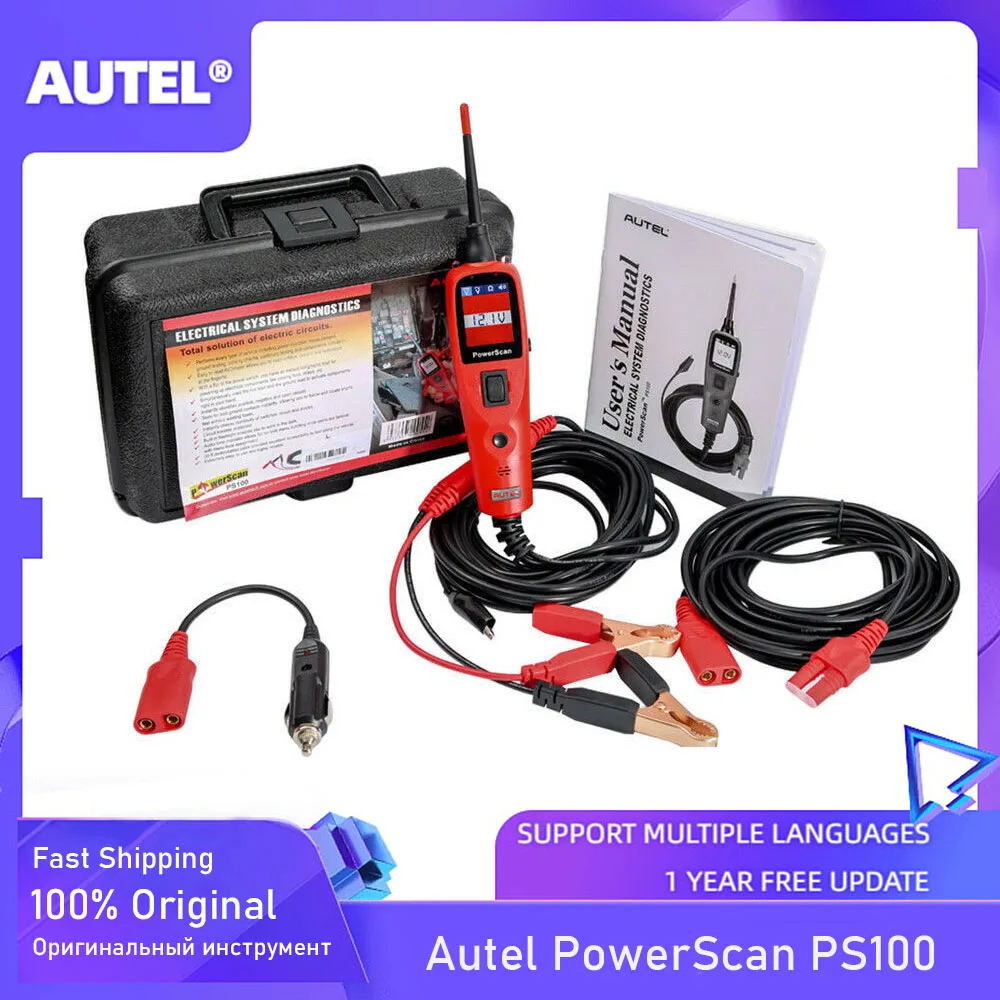 

2021 Autel Power Scan PS100 тестер автомобильной цепи Power Circuit Probe Kit, электроинструмент для диагностики системы