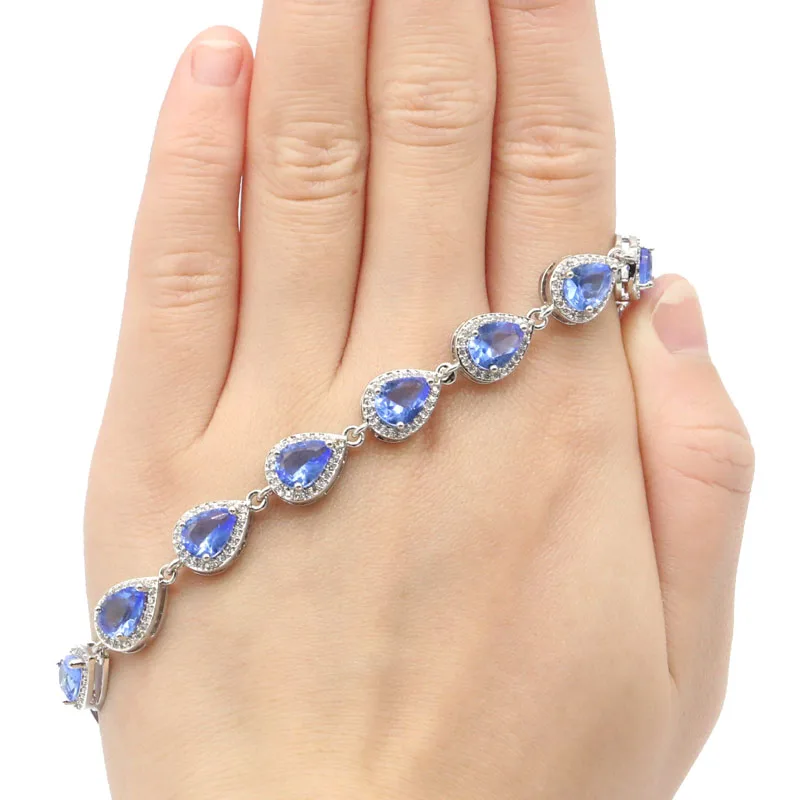 11x9 мм Потрясающие создан фиолетовый танзанит Париж голубой топаз Циркон женские