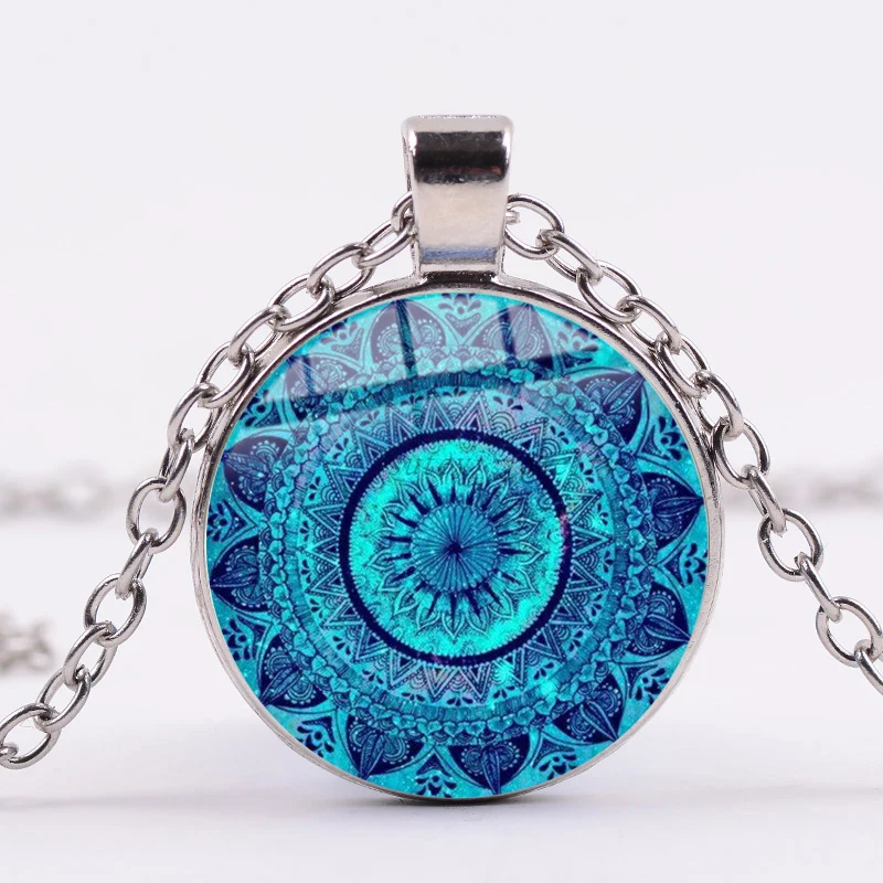 Азиатских винтажные буддизм чакра Мандала ожерелье Ом Индии символ йоги