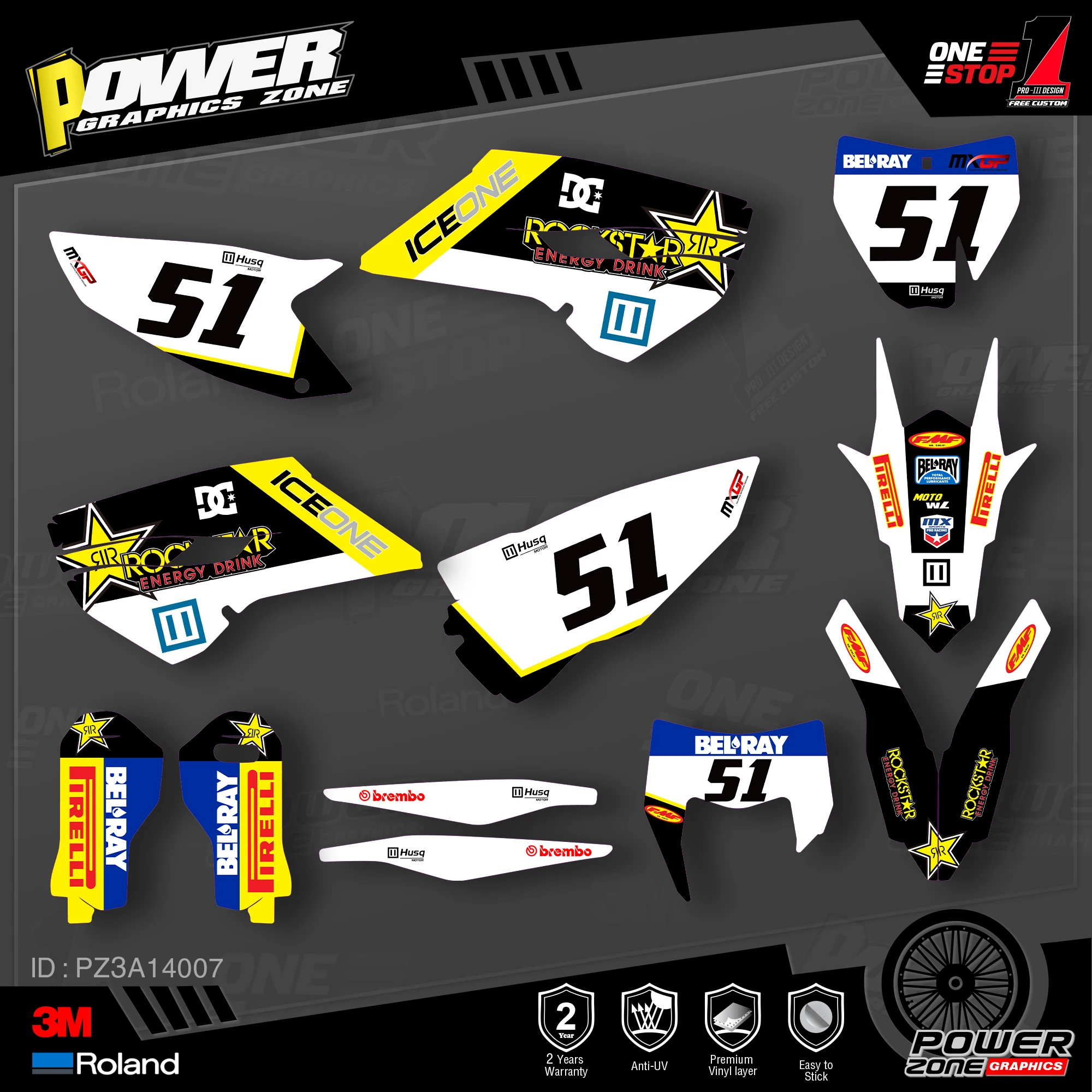 Персонализированные графические наклейки PowerZone Team 3M s Kit для Husqvarna 2014 15 TC FC 2015 16 FE TE