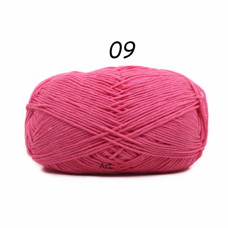 09 1PC 50 г хлопковая пряжа Органическая пряжа для вязания вязанных свитеров носки 24 цвета крючком иглы № 2 - Цвет: 09 1PC