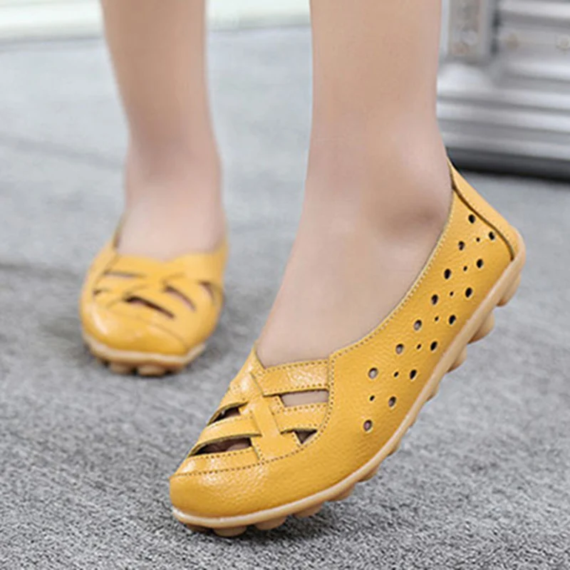 

Women Flats 2021 Platform Shoes For Women Genuine Leather Female Shoes Flats For Casual Cutout Loafers Ladies Zapatos De Mujer