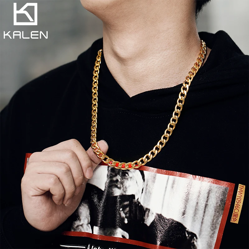 10 мм золото/черный/серебряный цвет NK кубинские цепи ожерелье для мужчин на