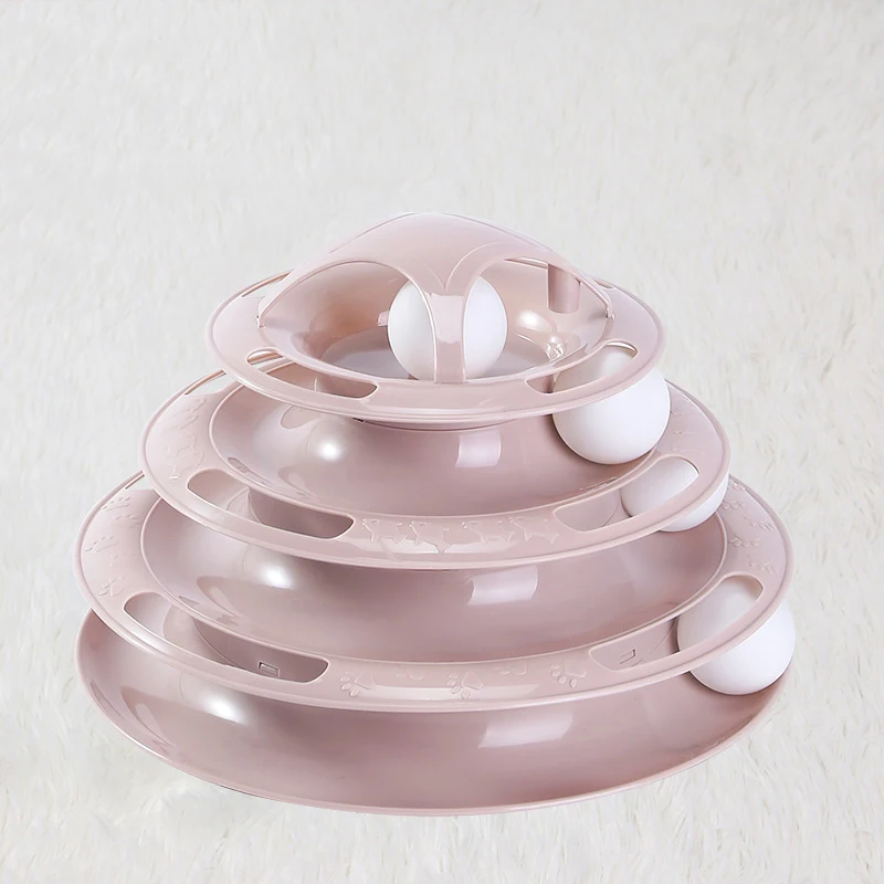 

Cat Toy 4-Layer Turntable Solid Color Removable Anti-Drop Non-Slip 360°Rotation Bite Resistant Pet Supplies