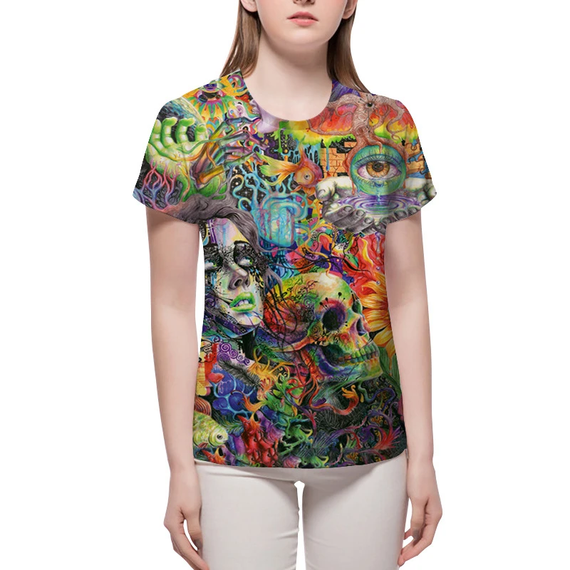 

Lyprerazy Men Women Floral Unisex Summer Skull 3D Print Short Sleeve T-shirt Casual Breathable Plus-size T-shirt Tee Tops