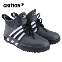 grition mens rain boots slip on rain shoes male water shoes waterproof fishing boots chef plastic lightweight 2021 fashion 39 44