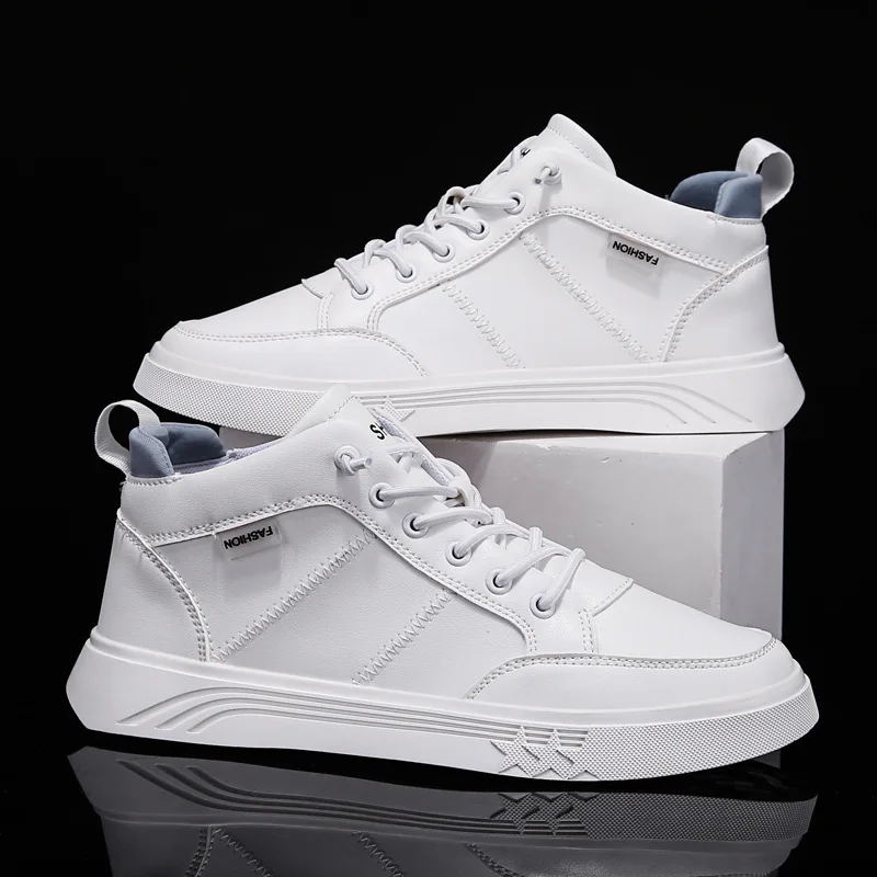 

Мужские кроссовки, Вулканизированная подошва, на шнуровке, обувь для бега, лоферы, белый цвет