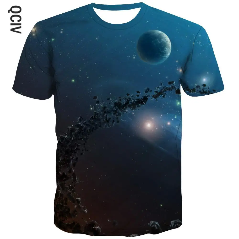 

QCIV 3d Tshirt Galaxy T-shirt boy Space Tshirt Printed Creativity T-shirts 3d Art Tshirts Casual Short Sleeve Hip hop Cool Slim