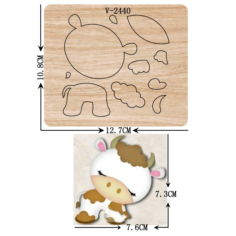 

New Cow wooden dies cutting dies for scrapbooking Multiple sizes V-2440