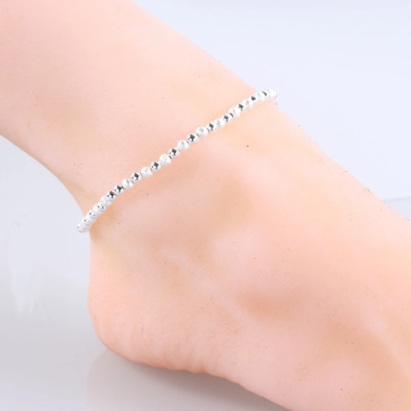 Женский браслет из серебра 925 пробы с круглой бусиной|Анклеты| |