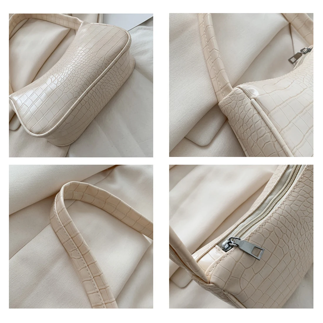 

Crocodile Pattern Women Underarm Bag Vintage Design PU Leather Ladies Small Shoulder Bags Female Tote Baguette Purse Handbags