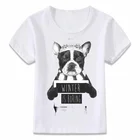 Детская одежда, футболка, зимняя скучная Футболка-карандаш с рисунком собаки, Детская футболка для мальчиков и девочек, рубашки для малышей oal045