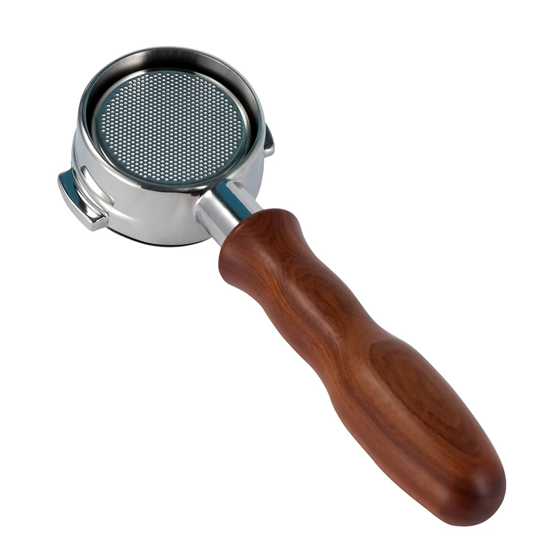 Piezas originales para m&aacute;quina de caf&eacute; ESPRESSO, mango de acero inoxidable, doble ASA, sin fondo, prensa de caf&eacute; de madera s&oacute;lida-1