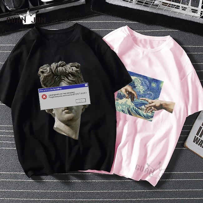 Забавные футболки с принтом статуи Микеланджело Давида повседневные летние в