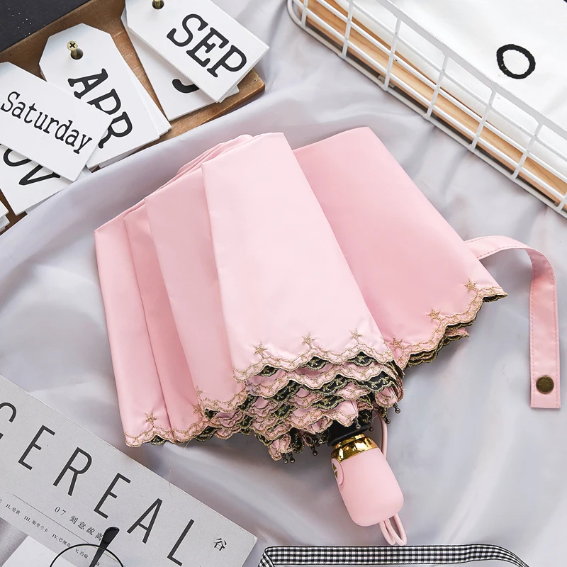 

Foldable Beach Umbrella Rain Women Japanese Automatic Cute Lace Uv Umbrella Protection Sunshade Paraguas Mujer Rain Gear DE50YS