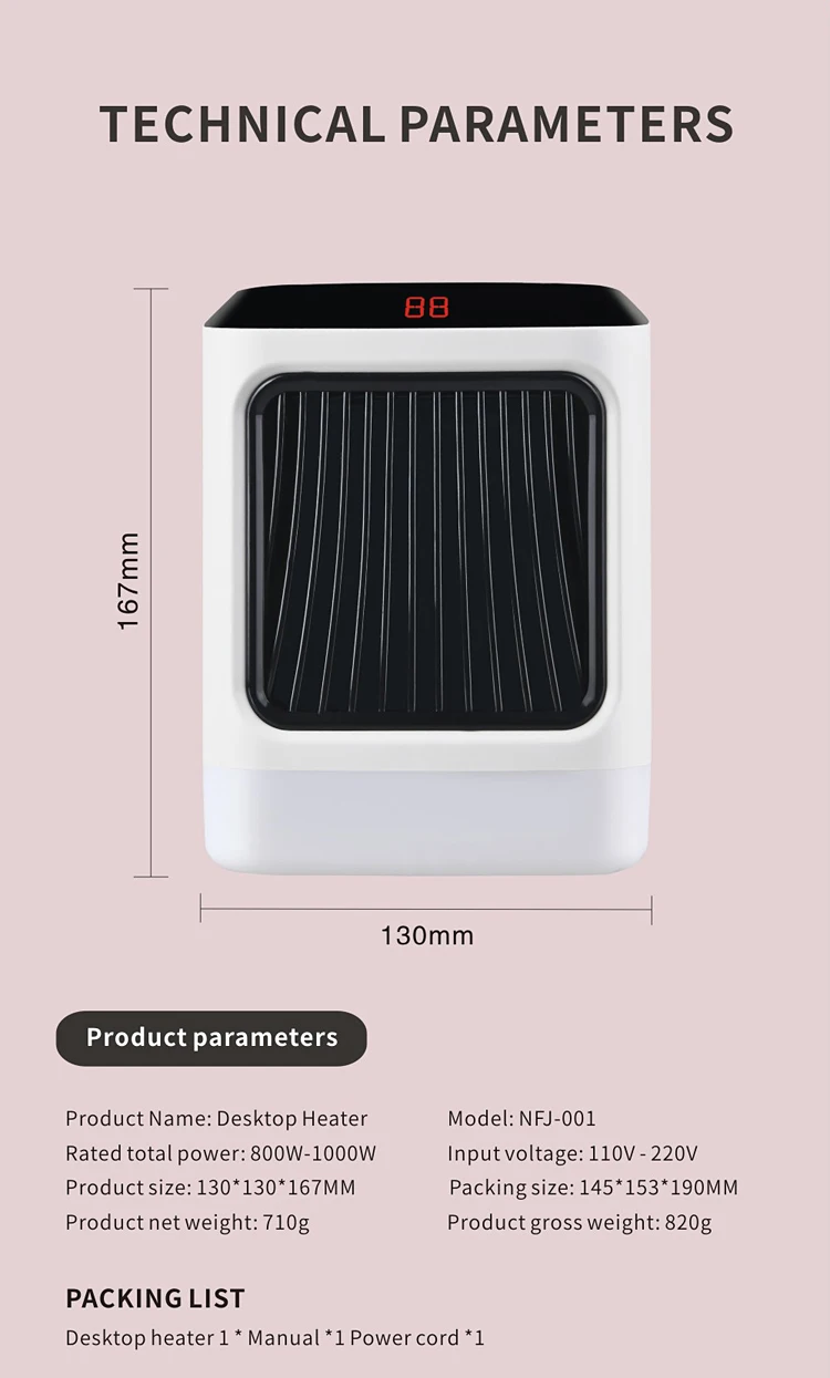 1000 Вт Электрический тепловентилятор Керамика нагреватели с 2-мя тепло и