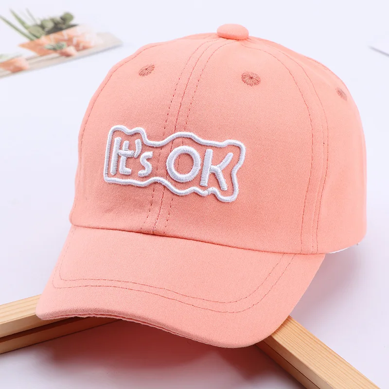 

The new 2021 summer children baseball hat fashion ITS OK letter English word child topi men's and women's personality