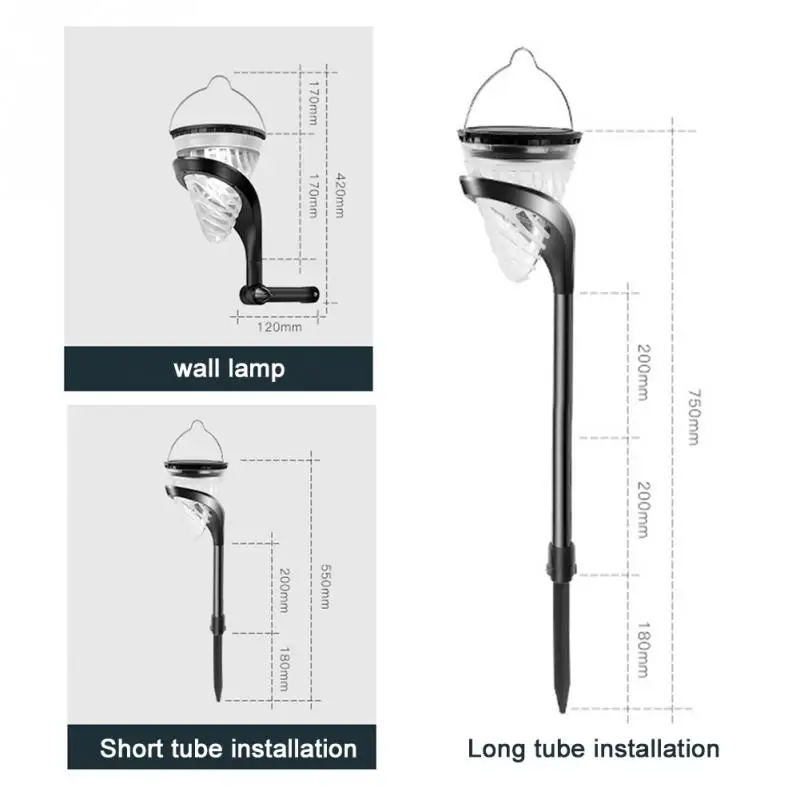 

2pcs/set Lawn Light Solar Lamp Dual Color IP65 Waterproof Outdoor Yard Garden Decorative Lantern Multi Install Methods Portable