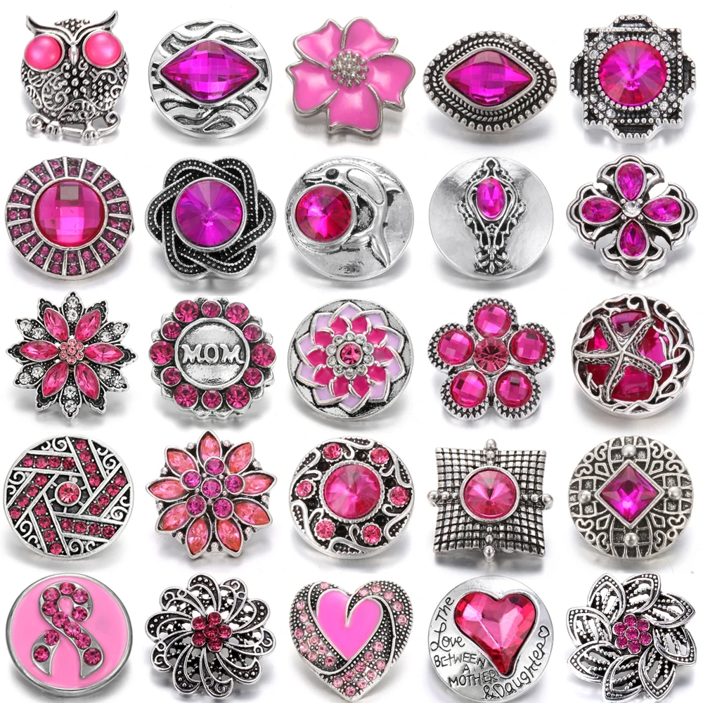 6 шт./лот смешанные цветы Любовь застежки ювелирные изделия 18 мм кнопки Стразы