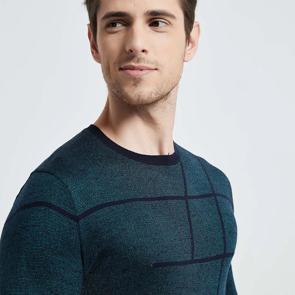 Мужской свитер в полоску с круглым вырезом | Мужская одежда