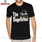 Оптовая продажа, толстые хлопковые черные футболки Dogefather с коротким рукавом и круглым вырезом