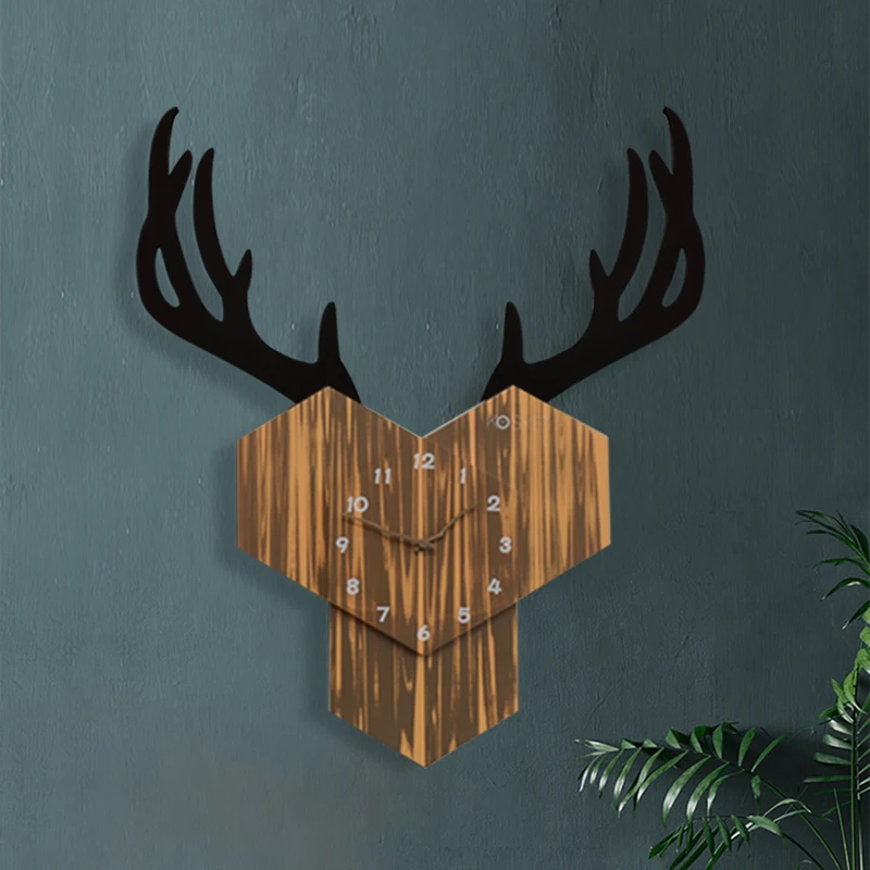 Deer Large Wall Clocks Creative Living Room Mute Home Nordic Reloj Mural Decorativo Simple Decoration AA50WC | Дом и сад