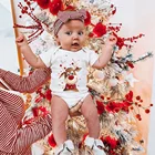 Новинка 2021, милые Боди с рождественским оленем для новорожденных, Одежда для новорожденных мальчиков и девочек, комбинезоны с короткими рукавами для малышей с мультипликационным рисунком, Новогодний подарок