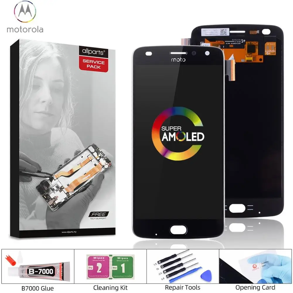 AMOLED OLED Дисплей для Motorola MOTO Z2 Play в сборе с тачскрином 5.5'' черный белый