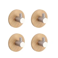 4pcsset universal adhesive bamboo metal hook wall clothes key hanger towel holder for bathroom kitchen