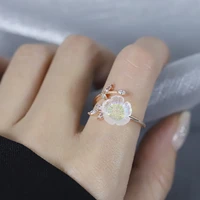 korean shell flower branch elegant opening rings rose gold women adjustable wedding party engagement finger rings jewelry gift