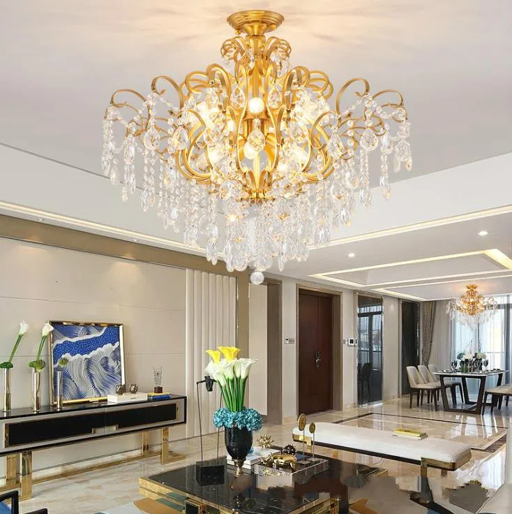 Скандинавский потолочный светильник s Золотая хрустальная лампа для гостиной