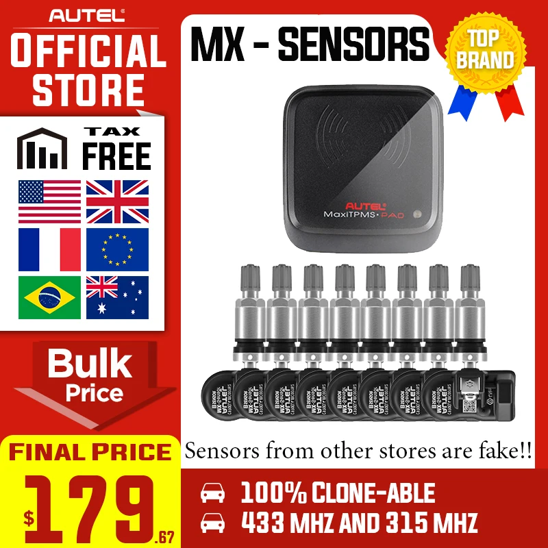 

Autel MX-Sensor 315MHz 433MHz Scanner Tire Pressure Mx Sensor Monitoring System TPMS Scan Tool for 98% Vehicles PK OE sensor