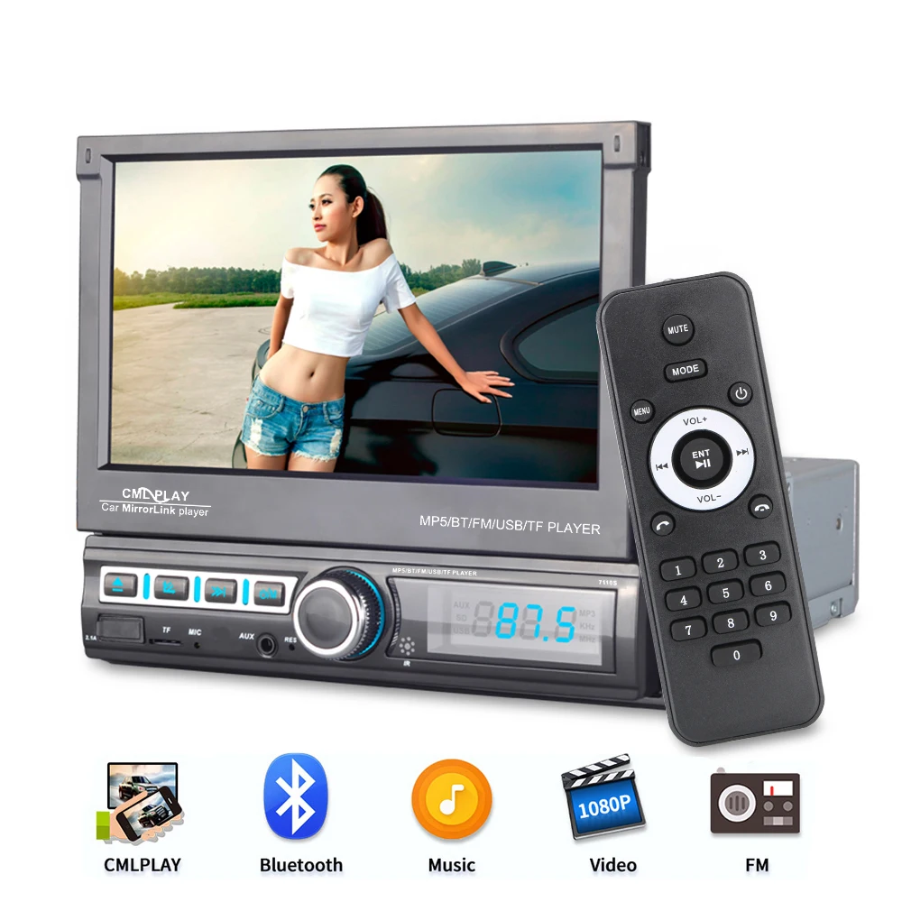 

Автомагнитола LEEPEE, MP5 плеер с дистанционным управлением, Bluetooth, FM, AUX, 7-дюймовый сенсорный экран