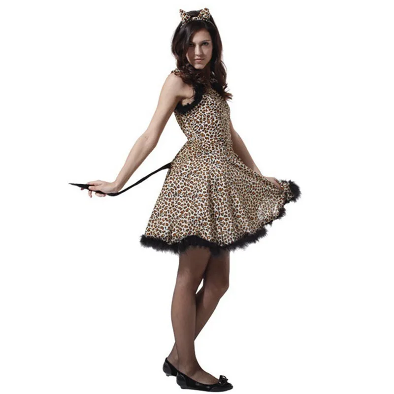 Женский леопардовый костюм на Хэллоуин косплей для взрослых животных Пурим