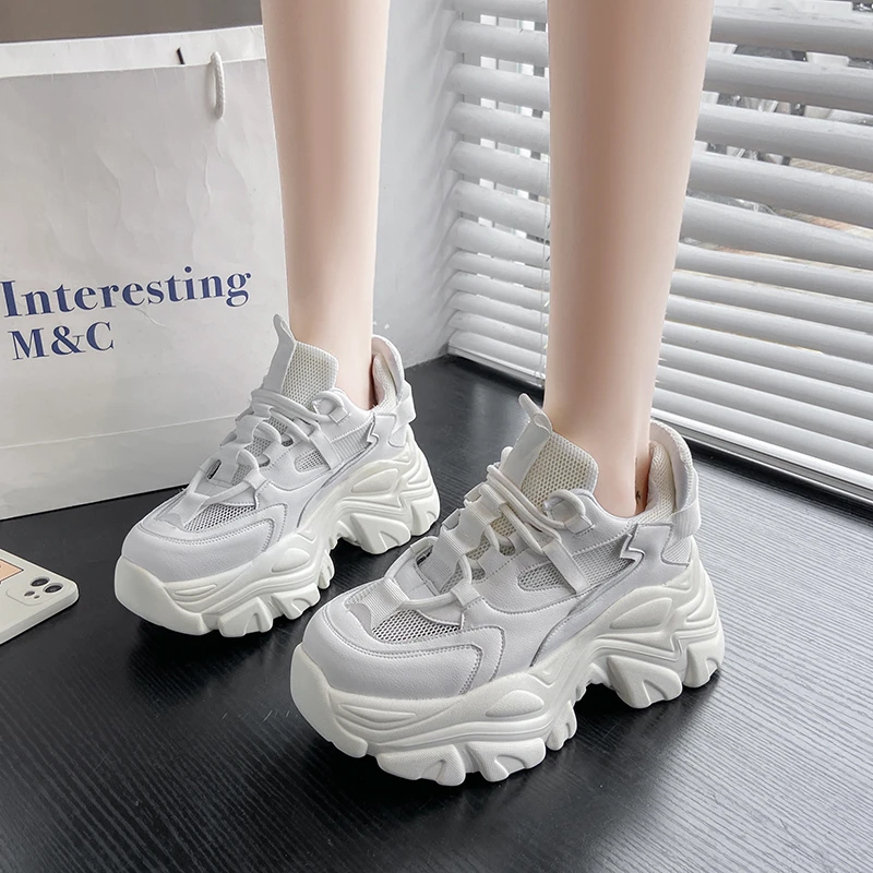 

High Platform Sneakers Women White Vulcanized Shoes Fashion Thick Sole Sneakers Women Chunky Trainers Zapatos Mujer 2021