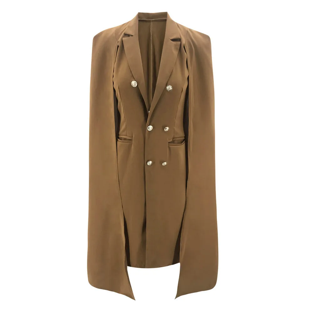 women solid brown Coat jacket designer office ladies blazer pockets work wear tops | Женская одежда