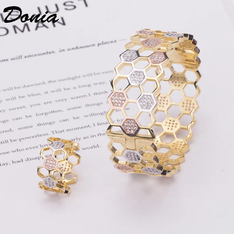 Donia jewelry New luxury fashion bracelet micro-inlaid AAA zircon bracelet wide version bracelet  hollow jewelry