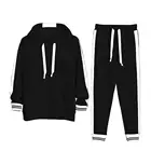Спортивный костюм мужской из 2 предметов, повседневный костюм, полосатая спортивная одежда, топ с капюшоном, уличные спортивные штаны, спортивный костюм