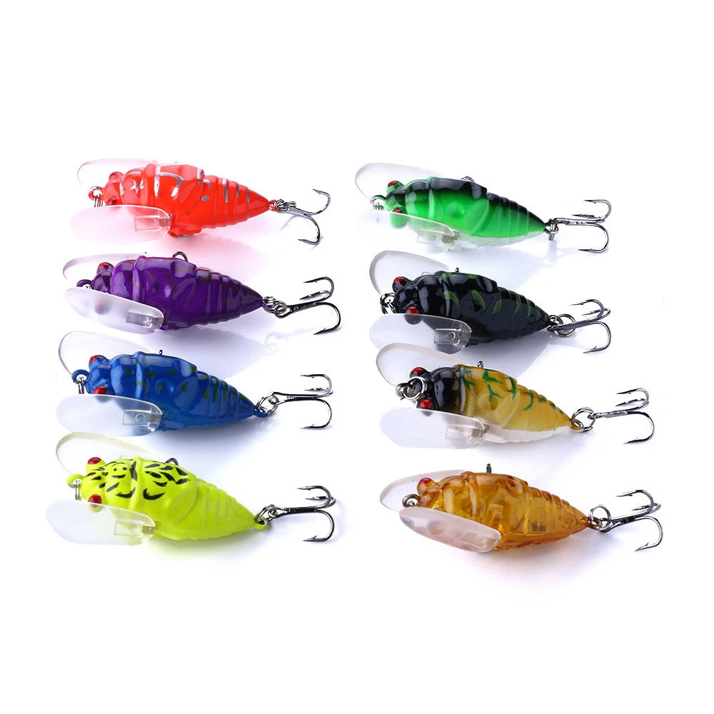 1PCS Pesca Bionic Insect Popper Fishing Lures 5cm 6.4g Simulation Cicada Wing Topwater Wobbler Artificial Hard Bait Crankbaits |
