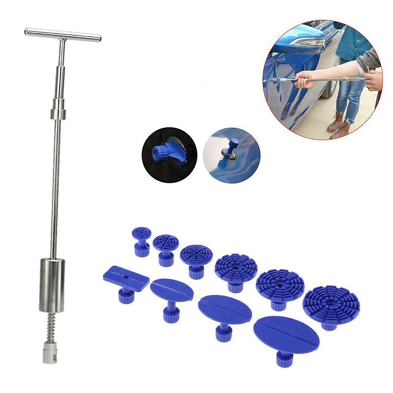 

Car Dent Repair Tools Dent Lifter Paintless Removal Kit Puller Grip PRO Slide Hammer T-Bar Tool + 10pcs Glue Puller Tabs for Veh