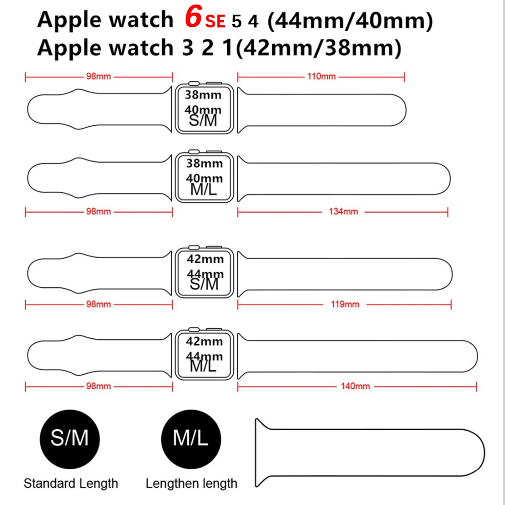 

Silicone Strap for Apple Watch Band 44mm 42mm watchbands 40mm 38mm Rubber Sports Bracelet iWatch Series se 6 5 4 3 21 42mm strap