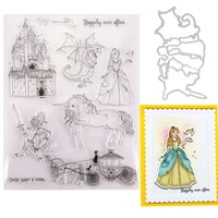 diy fairy princess castle coach clear stamp and die rubber stamping card hand account rubber stamps unicorn dragon