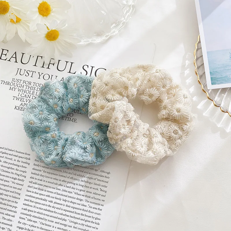 Женские резинки для волос с цветочной вышивкой Daisy эластичные в Корейском стиле
