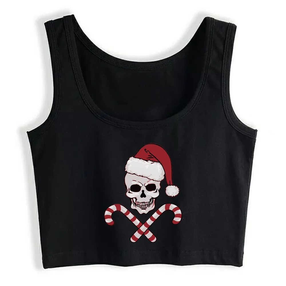 

Crop Top Women Christmas Skull Candy Funny Aesthetic Y2k Harajuku Gothic Tank Top Female Clothes