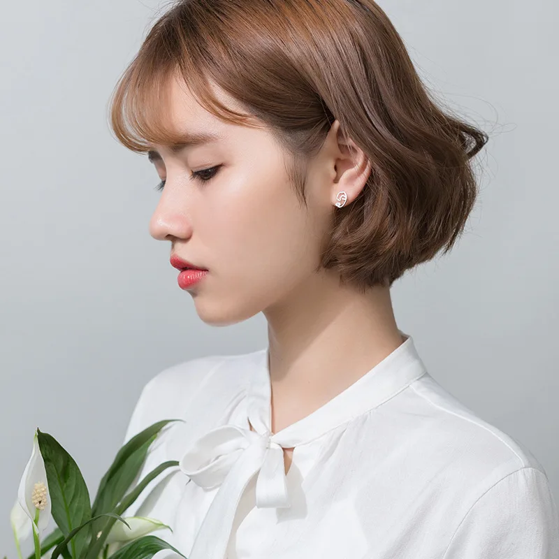 Trusta 100% Solid 925 Sterling Silver Small Cool Face Stud Earrings For Girl Women Fine Jewelry Wholesale lots DS1465 | Украшения и