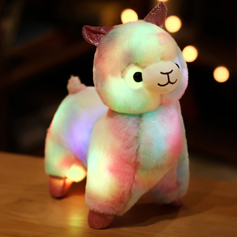 

1pc 35CM Lovely Plush Glowing Alpaca Toys Soft Stuffed Animal Sheep Pillow LED Colorful Luminous Dolls for Child Kids Baby Gift