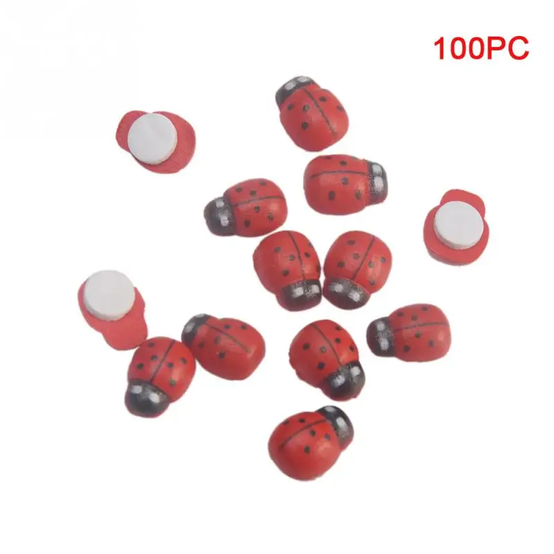 100 Pcs Новинка, 100 шт, деревянные наклейки "Божья коровка", "Божья коровка", "сделай сам", для украшения дома, вечерние, праздничные - Цвет: 100 Pcs