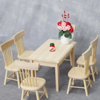 112 dollhouse mini simulated wooden table chair furniture scene model ornament