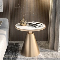 sofa side table table rockboard light luxury golden iron round coffee table hotel bedroom movable corner table small round table